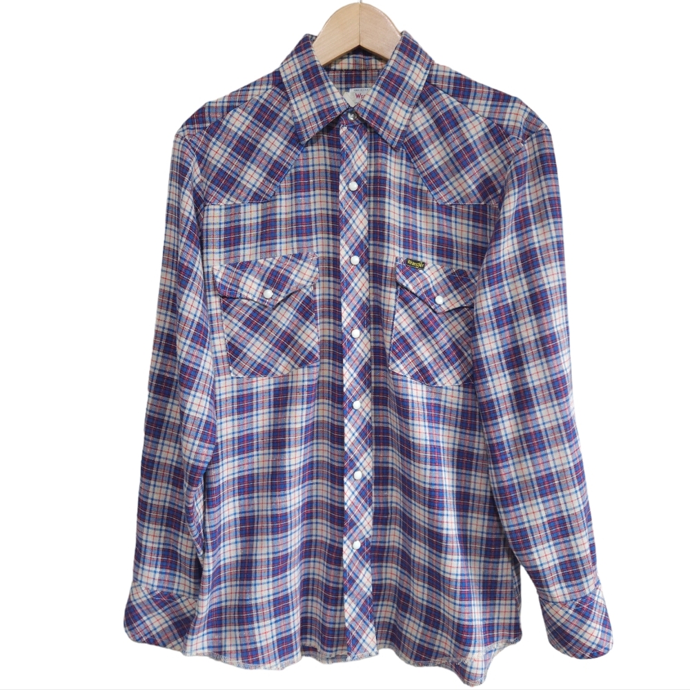 Wrangler Vintage Pearl Snap Plaid Western Shirt Made in the USA
